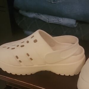 adidas Beige Platform Clogs